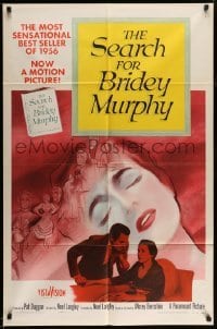 4j769 SEARCH FOR BRIDEY MURPHY 1sh '56 reincarnated Teresa Wright, from best selling book!