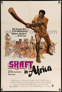 4j775 SHAFT IN AFRICA 1sh '73 art of Richard Roundtree stickin' it all the way in the Motherland!