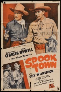 4j812 SPOOK TOWN 1sh '44 art of cowboys Dave O'Brien & Jim Newill as Texas Rangers!