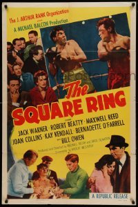 4j815 SQUARE RING 1sh '55 close up of boxer Robert Beatty fighting in boxing ring!