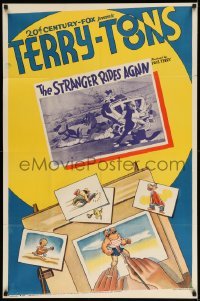 4j831 STRANGER RIDES AGAIN 1sh '38 Paul Terry's Terry-toons, wacky cartoon images!