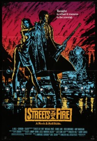 4j833 STREETS OF FIRE 1sh '84 Walter Hill directed, Michael Pare, Diane Lane, artwork by Riehm!
