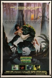 4j844 SWAMP THING 1sh '82 Wes Craven, Richard Hescox art of him holding sexy Adrienne Barbeau!
