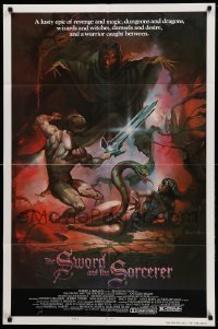 4j850 SWORD & THE SORCERER style B 1sh '82 magic, dungeons, dragons, art by Peter Andrew Jones!