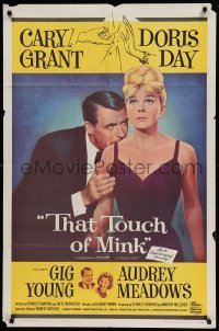 4j872 THAT TOUCH OF MINK 1sh '62 great romantic art of Cary Grant & Doris Day!