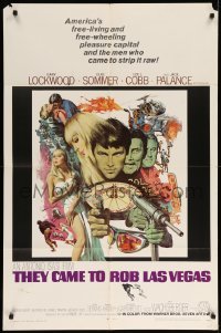 4j877 THEY CAME TO ROB LAS VEGAS 1sh '68 Gary Lockwood, cool McCarthy art including roulette wheel