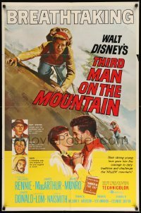 4j879 THIRD MAN ON THE MOUNTAIN 1sh '59 artwork of James MacArthur climbing mountain!