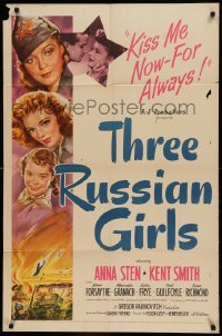 4j888 THREE RUSSIAN GIRLS 1sh '43 any kiss may be the last for Anna Sten & these girls in uniform!