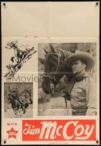 4j896 TIM MCCOY 1sh '40s portrait art of classic cowboy with trusty horse, blank title!