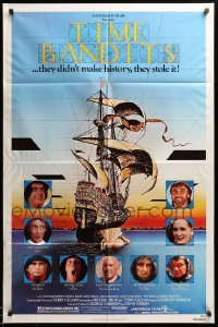 4j898 TIME BANDITS 1sh '81 John Cleese, Sean Connery, art by director Terry Gilliam!