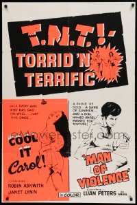 4j851 T.N.T. TORRID 'N TERRIFIC Canadian 1sh '72 Cool It Carol & Man Of Violence, double-bill!