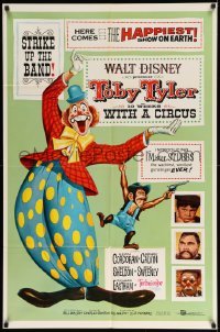 4j901 TOBY TYLER 1sh '60 Walt Disney, art of wacky circus clown, Mister Stubbs w/revolver!