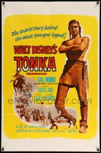 4j904 TONKA 1sh '57 Sal Mineo, Walt Disney, West's strangest legend, artwork of Native Americans!