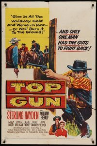 4j906 TOP GUN 1sh '55 only Sterling Hayden had the guts to fight back!
