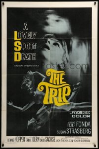4j919 TRIP 1sh '67 AIP, written by Jack Nicholson, LSD, wild sexy psychedelic drug image!