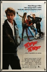 4j924 TUFF TURF 1sh '85 close-up of young James Spader, he's about to become a hero, cast image!
