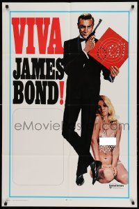 4j950 VIVA JAMES BOND int'l 1sh '70 art of Sean Connery w/super sexy blonde in skimpy outfit!