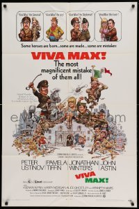 4j951 VIVA MAX 1sh '70 Peter Ustinov, Winters, wacky Jack Davis art of cast, rated G for great!