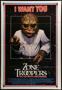 4j999 ZONE TROOPERS 1sh '85 Uncle Sam-like alien, parody of James Montgomery Flagg's I Want You!