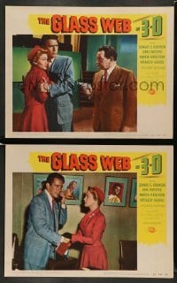 4k935 GLASS WEB 2 3D LCs '53 Edward G. Robinson, John Forsythe, sexy bad girl Kathleen Hughes!