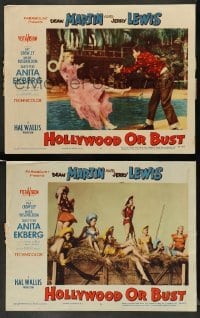 4k945 HOLLYWOOD OR BUST 2 LCs '56 Jerry Lewis w/ Anita Ekberg, lots of sexy women!