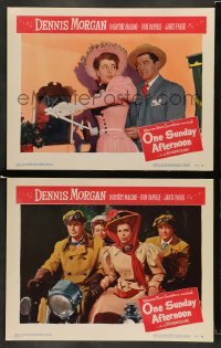4k969 ONE SUNDAY AFTERNOON 2 LCs '49 Dennis Morgan & Dorothy Malone, DeFore, Paige!