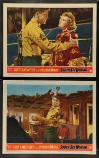 4k983 SOUTH SEA WOMAN 2 LCs '53 great images of Burt Lancaster & sexy Virginia Mayo!