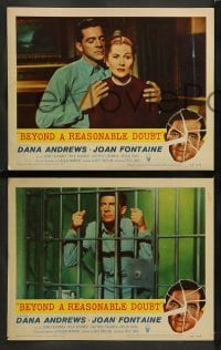 4k091 BEYOND A REASONABLE DOUBT 8 LCs '56 Fritz Lang noir, c/u of Dana Andrews in courtroom!
