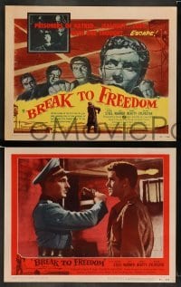 4k113 BREAK TO FREEDOM 8 LCs '55 Anthony Steel, Jack Warner, World War II prison escape!