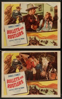 4k126 BULLETS FOR RUSTLERS 8 LCs R52 western border artwork of Charles Starrett on horseback!