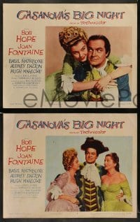 4k139 CASANOVA'S BIG NIGHT 8 LCs '54 great images of Bob Hope & sexy Joan Fontaine, Basil Rathbone!