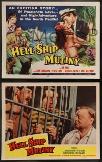 4k337 HELL SHIP MUTINY 8 LCs '57 Jon Hall, Roberta Haynes, John Carradine, Peter Lorre!