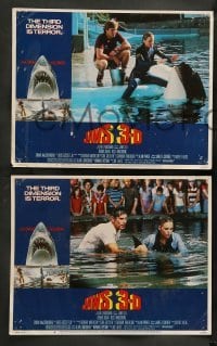 4k394 JAWS 3-D 8 LCs '83 Dennis Quaid, Bess Armstrong, Gossett Jr., the third dimension is terror!