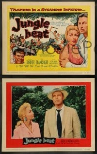 4k407 JUNGLE HEAT 8 LCs '57 super sexy Mari Blanchard & Lex Barker trapped in a steaming inferno!