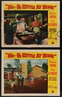 4k891 MA & PA KETTLE AT HOME 3 LCs '54 Marjorie Main & Percy Kilbride try modern farming!