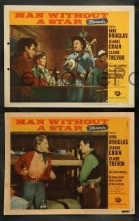 4k805 MAN WITHOUT A STAR 7 LCs '55 cowboy Kirk Douglas, Jeanne Crain, King Vidor western!