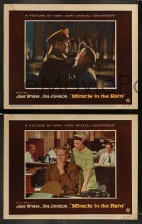 4k494 MIRACLE IN THE RAIN 8 LCs '56 pretty Jane Wyman, Van Johnson, Peggie Castle, Fred Clark!