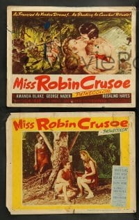4k495 MISS ROBIN CRUSOE 8 LCs '53 great jungle artwork, savage excitement, flaming love!