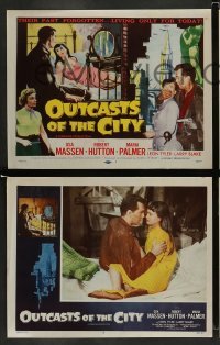4k568 OUTCASTS OF THE CITY 8 LCs '58 Osa Massen & Robert Hutton living only for today, sexy art!