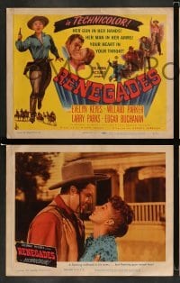 4k621 RENEGADES 8 LCs '46 Evelyn Keyes, a gun in her hands and her man in her arms!