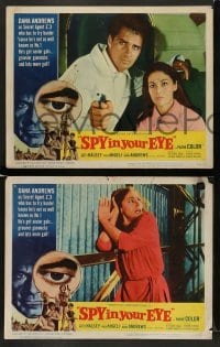 4k668 SPY IN YOUR EYE 8 LCs '66 Brett Halsey, Dana Andrews, Pier Angeli, wacky spy spoof!