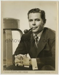 4m372 GILDA 8x10.25 still '46 great close up seated portrait of Glenn Ford smoking pipe!