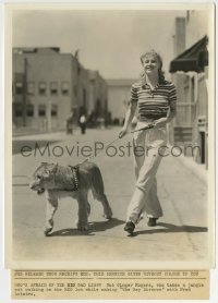 4m373 GINGER ROGERS 8x10.25 still '32 she's walking a young lion on a leash through the RKO lot!
