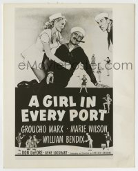 4m379 GIRL IN EVERY PORT 8x10 key book still '52 Groucho Marx, Bendix & Wilson on the one-sheet!