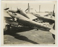 4m449 HERS TO HOLD candid 8.25x10 still '43 far shot of Deanna Durbin posing by Lockheed P-38 plane!