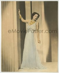 4m004 KAY FRANCIS color deluxe 7.25x9 still '40s full-length portrait wearing great dress & jewelry!