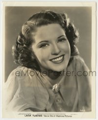 4m573 LANA TURNER 8.25x10 still '30s super young smiling portrait with dark hair!