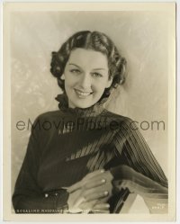 4m814 ROSALIND RUSSELL 8x10.25 still '30s close up of the beautiful star in pleated turtleneck!