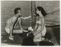 4m816 ROSE TATTOO 7.25x9.5 still '55 Ben Cooper romancing pretty young Marisa Pavan on sailboat!