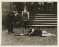4m940 UNKNOWN STILL 8x10 still '20s referee counting out knocked out girl in outdoor boxing match!